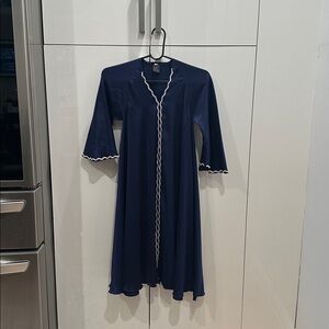 Elegant Navy Blue Dress with White Trim